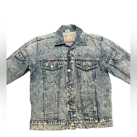 Vintage Ruffini Women’s Size Medium Acid Washed Jean Jacket Unique PocketSleeves - Picture 6 of 10